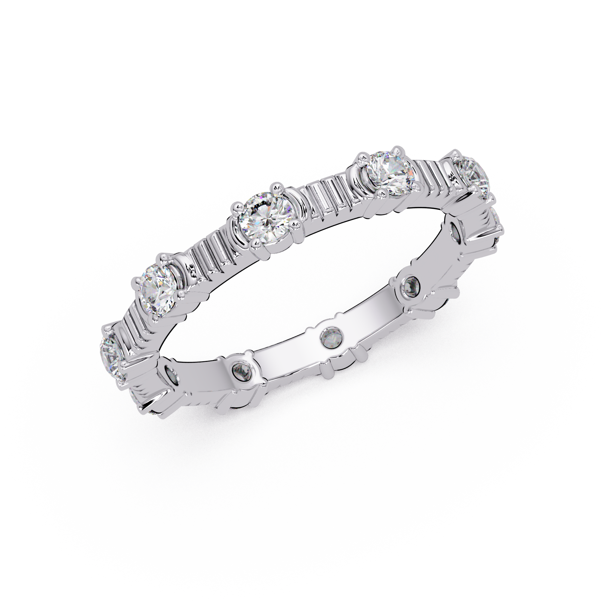 Round Cut Diamond Alternating Bar Ladies Ring