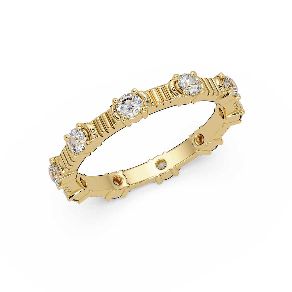 Round Cut Diamond Alternating Bar Ladies Ring