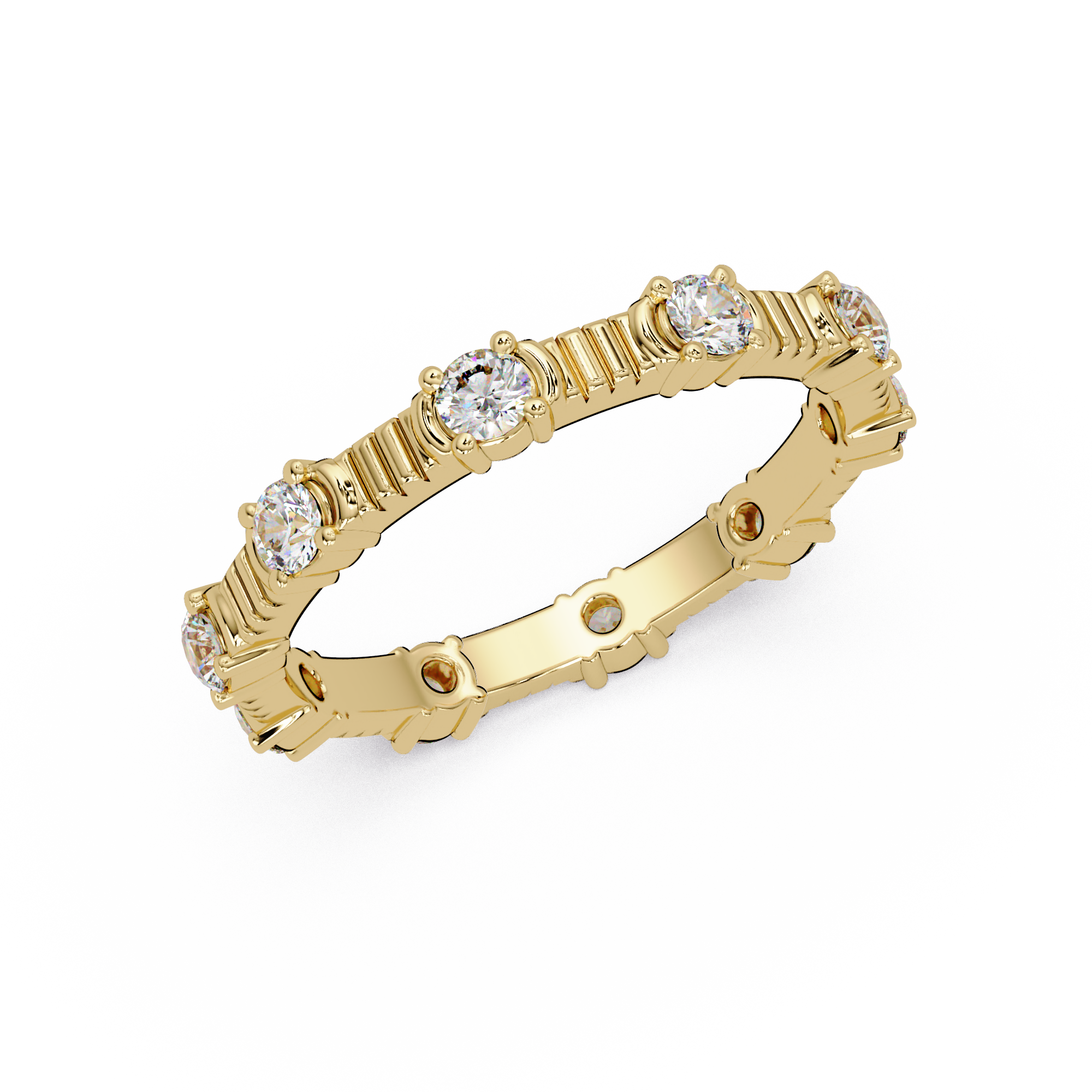 Round Cut Diamond Alternating Bar Ladies Ring