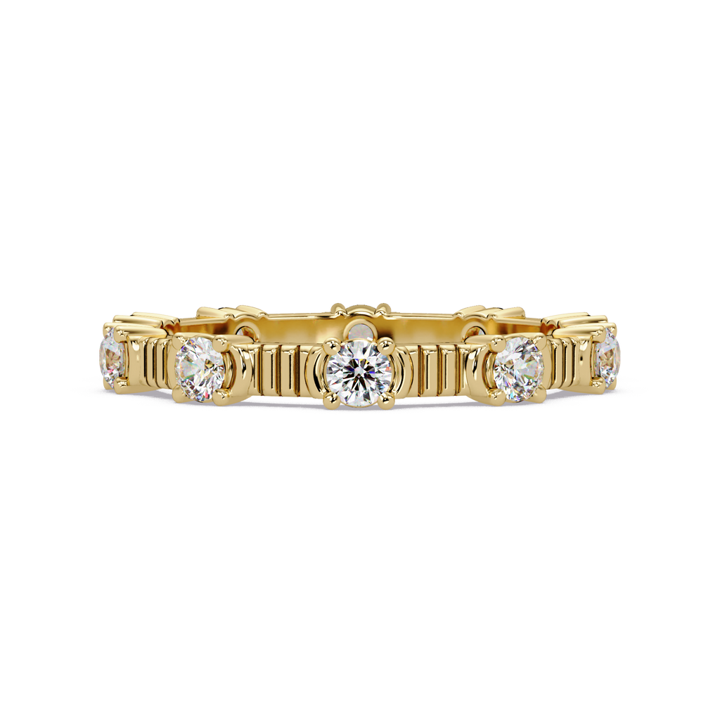 Round Cut Diamond Alternating Bar Ladies Ring
