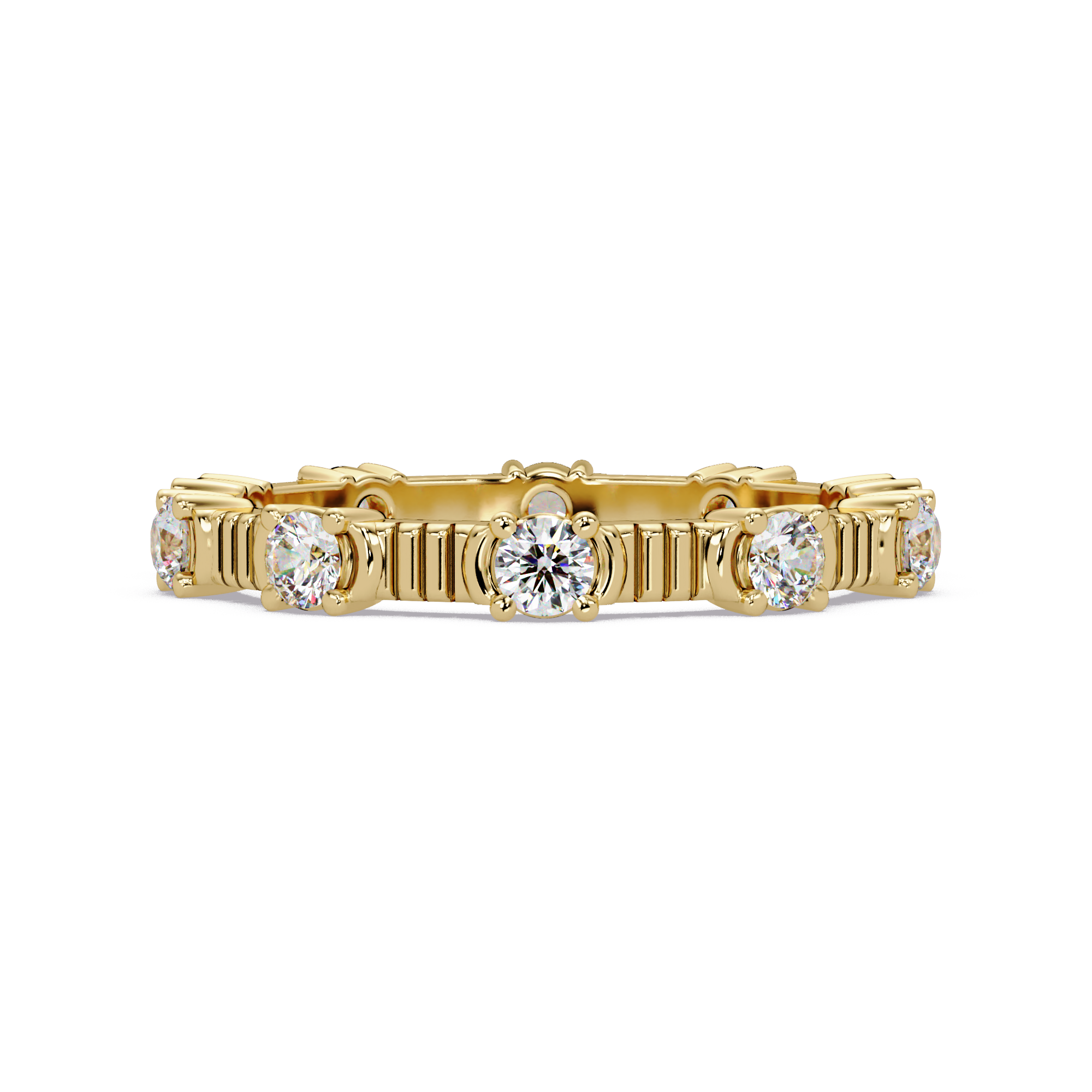 Round Cut Diamond Alternating Bar Ladies Ring