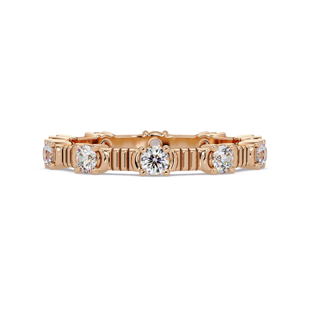 Round Cut Diamond Alternating Bar Ladies Ring