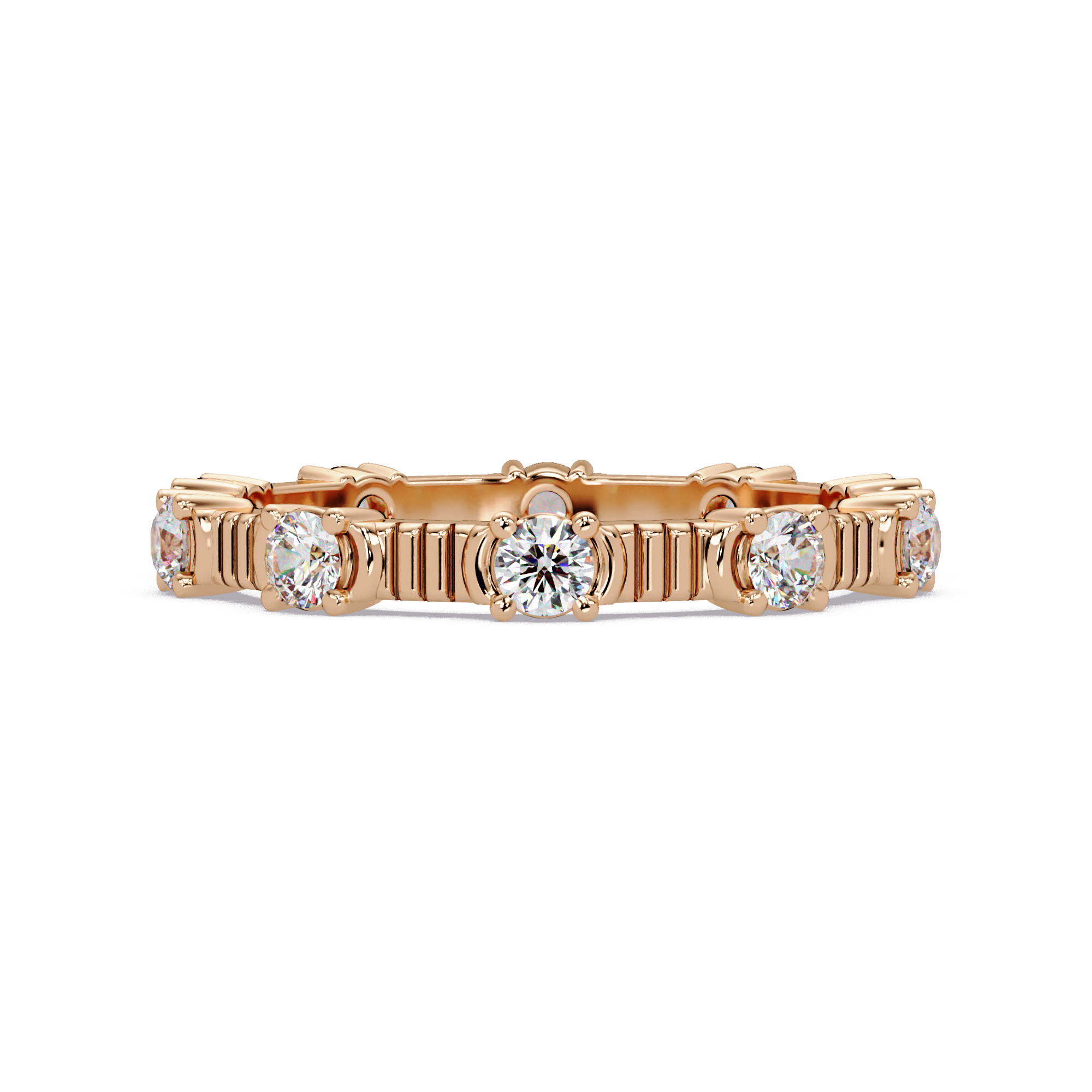 Round Cut Diamond Alternating Bar Ladies Ring