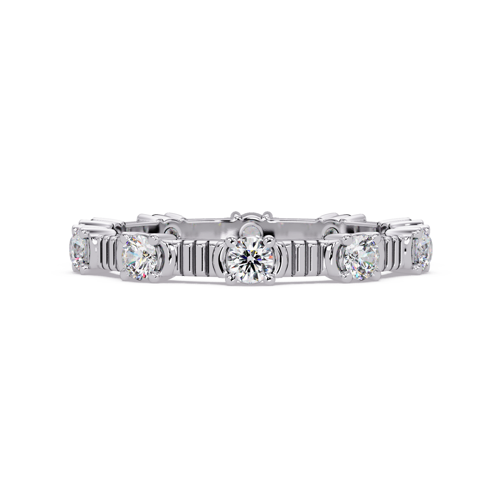 Round Cut Diamond Alternating Bar Ladies Ring