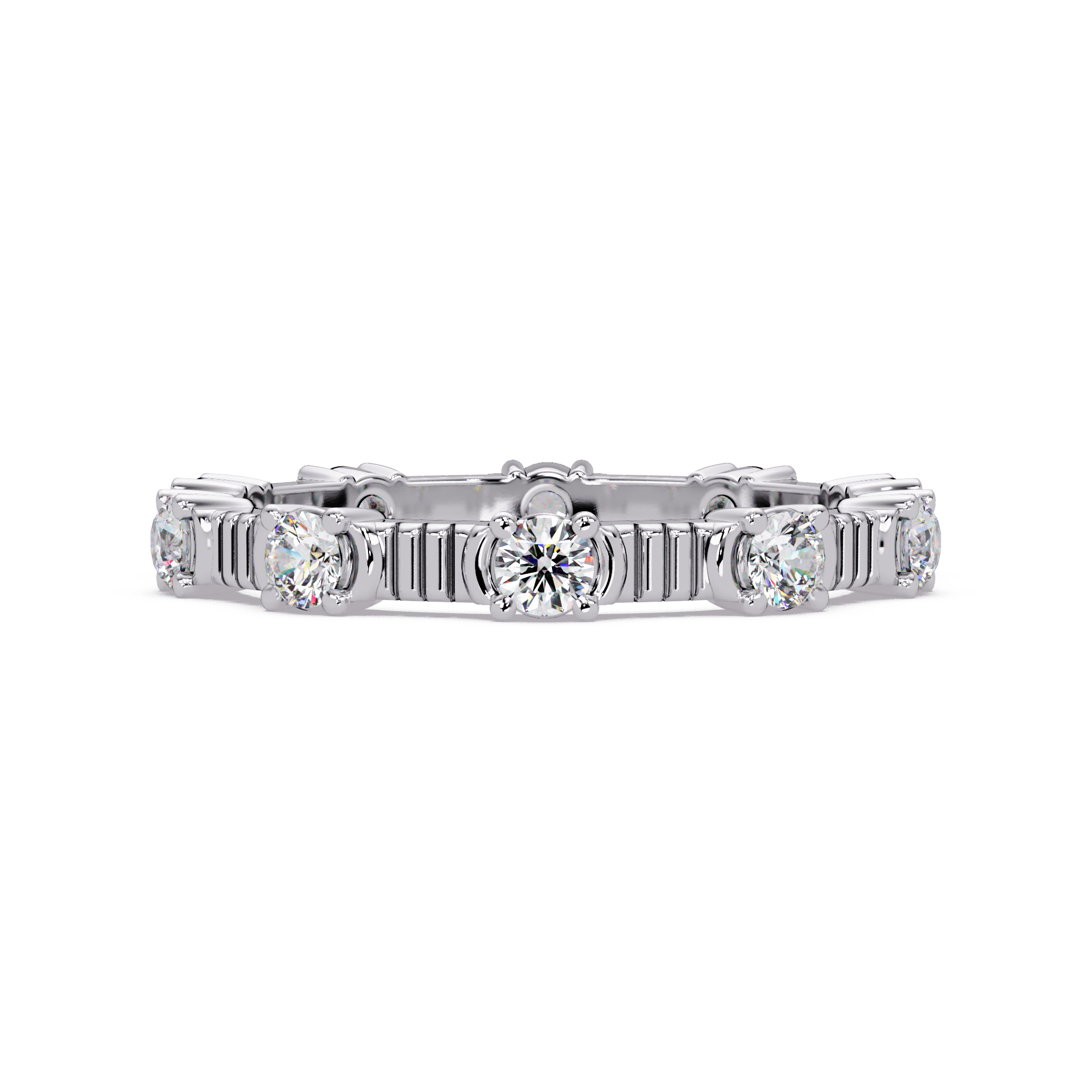 Round Cut Diamond Alternating Bar Ladies Ring