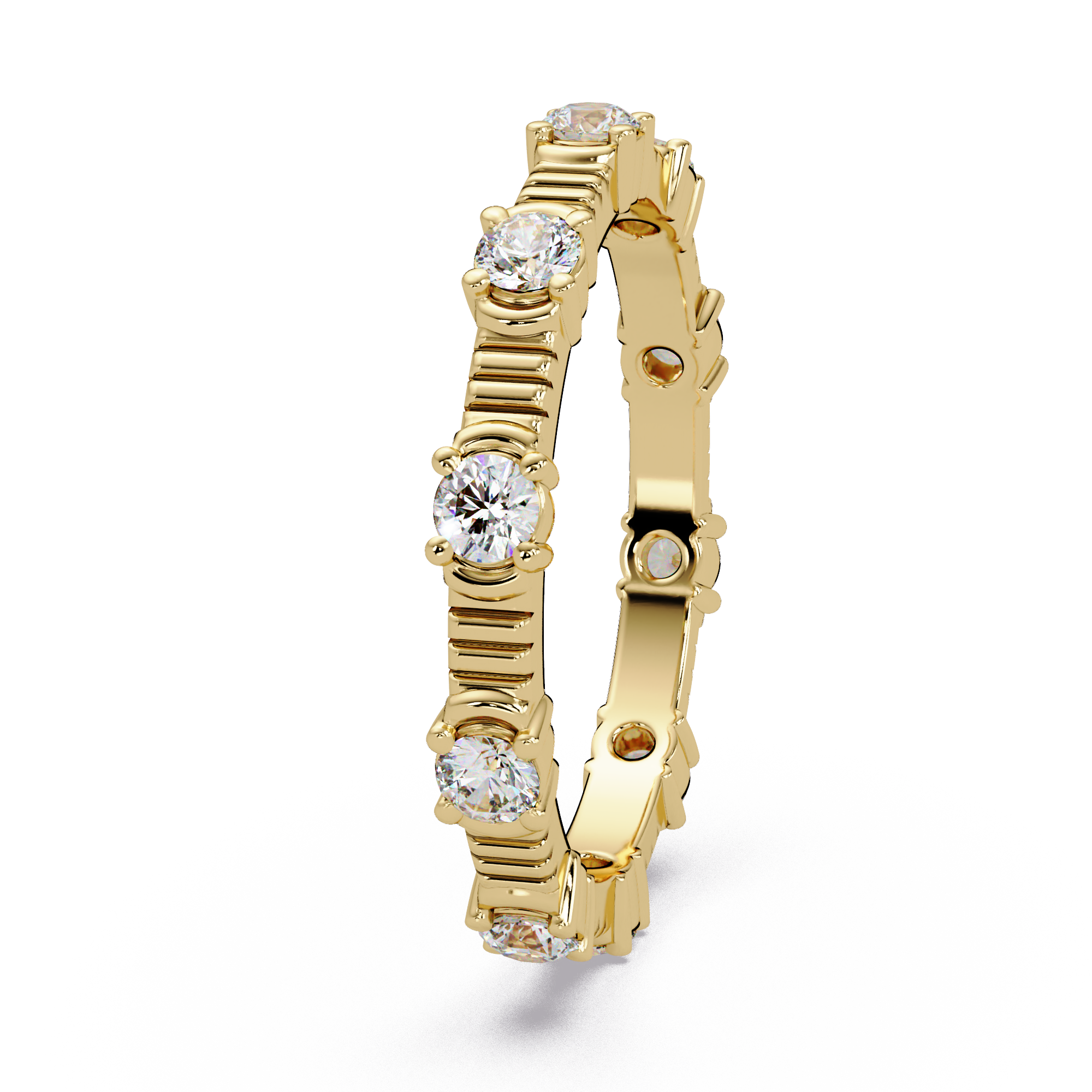 Round Cut Diamond Alternating Bar Ladies Ring