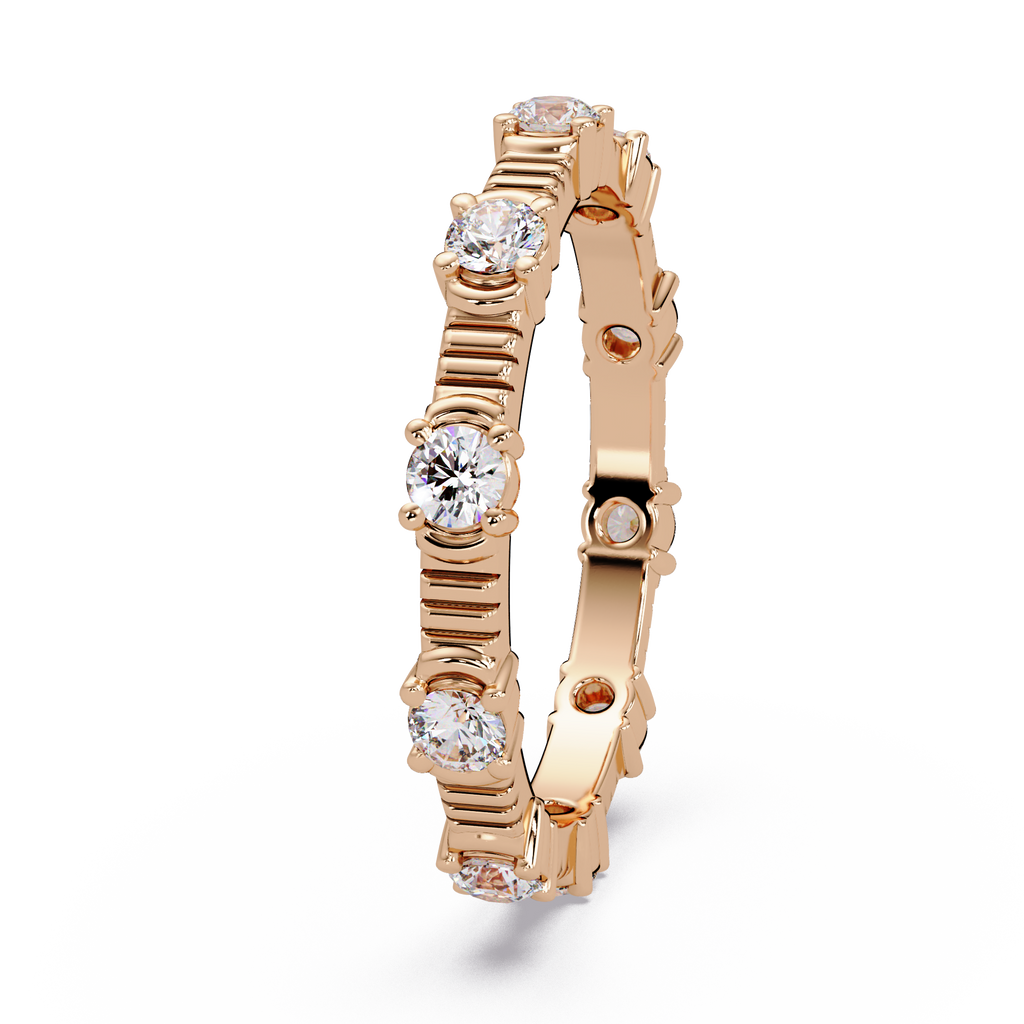 Round Cut Diamond Alternating Bar Ladies Ring