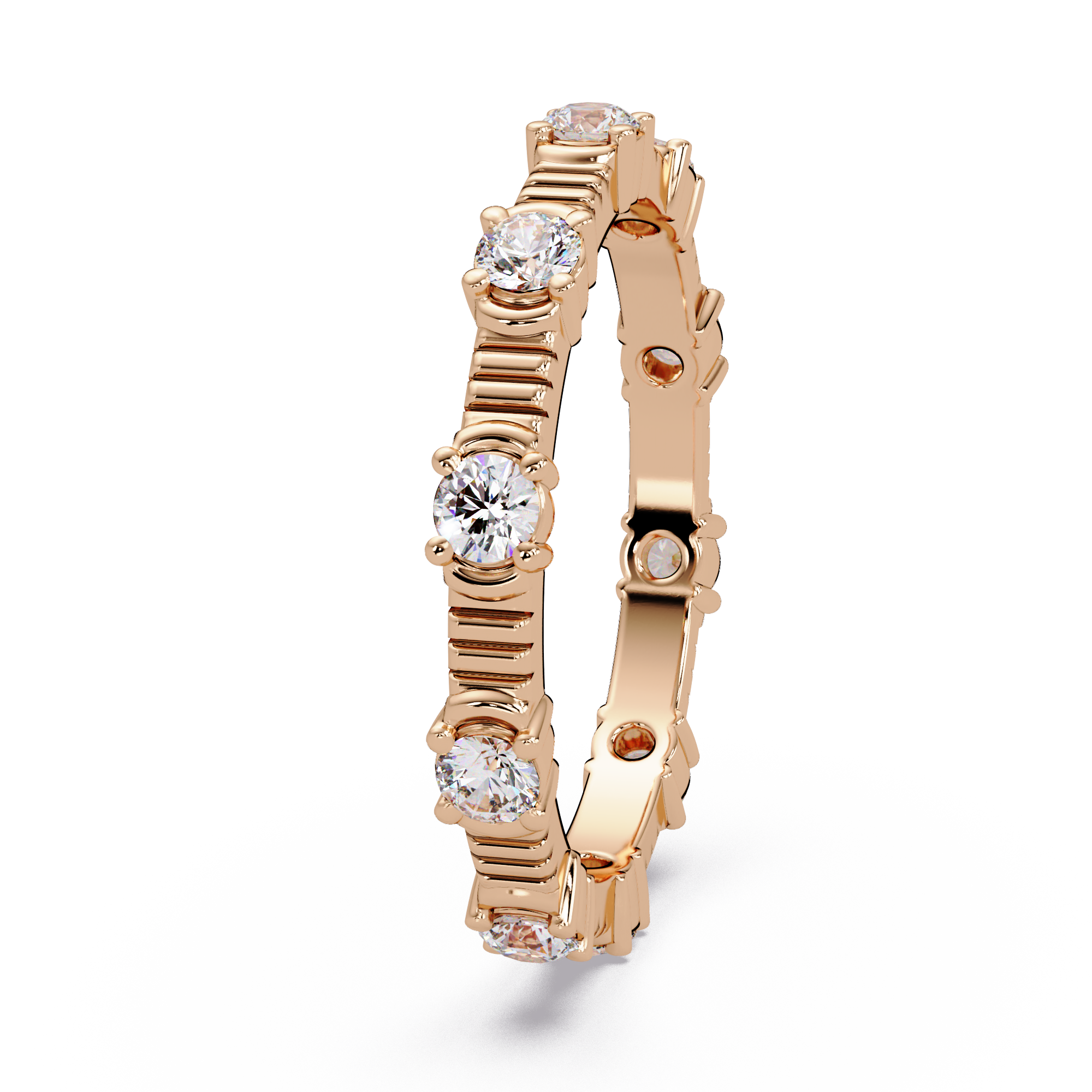 Round Cut Diamond Alternating Bar Ladies Ring