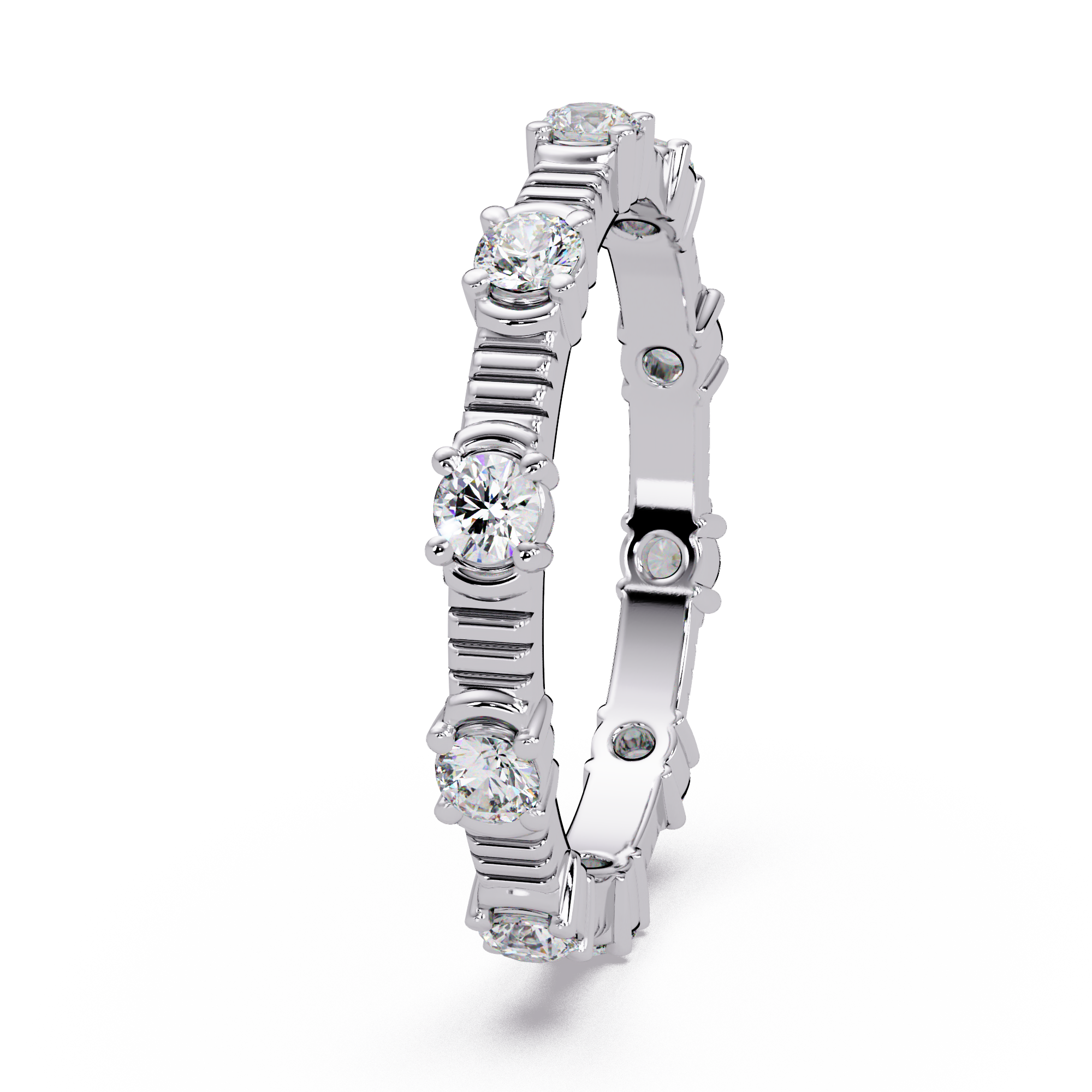 Round Cut Diamond Alternating Bar Ladies Ring