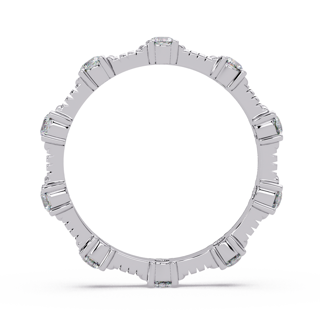 Round Cut Diamond Alternating Bar Ladies Ring
