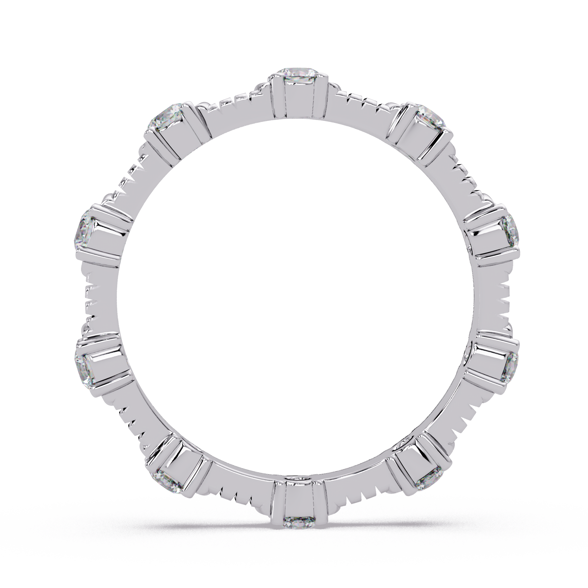 Round Cut Diamond Alternating Bar Ladies Ring