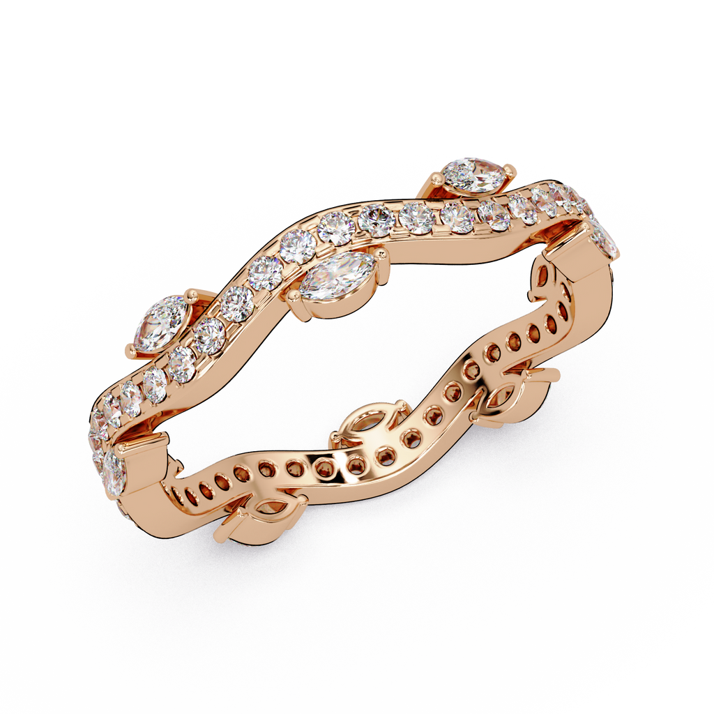 Marquise and Round Cut Diamond Vine Ladies Ring