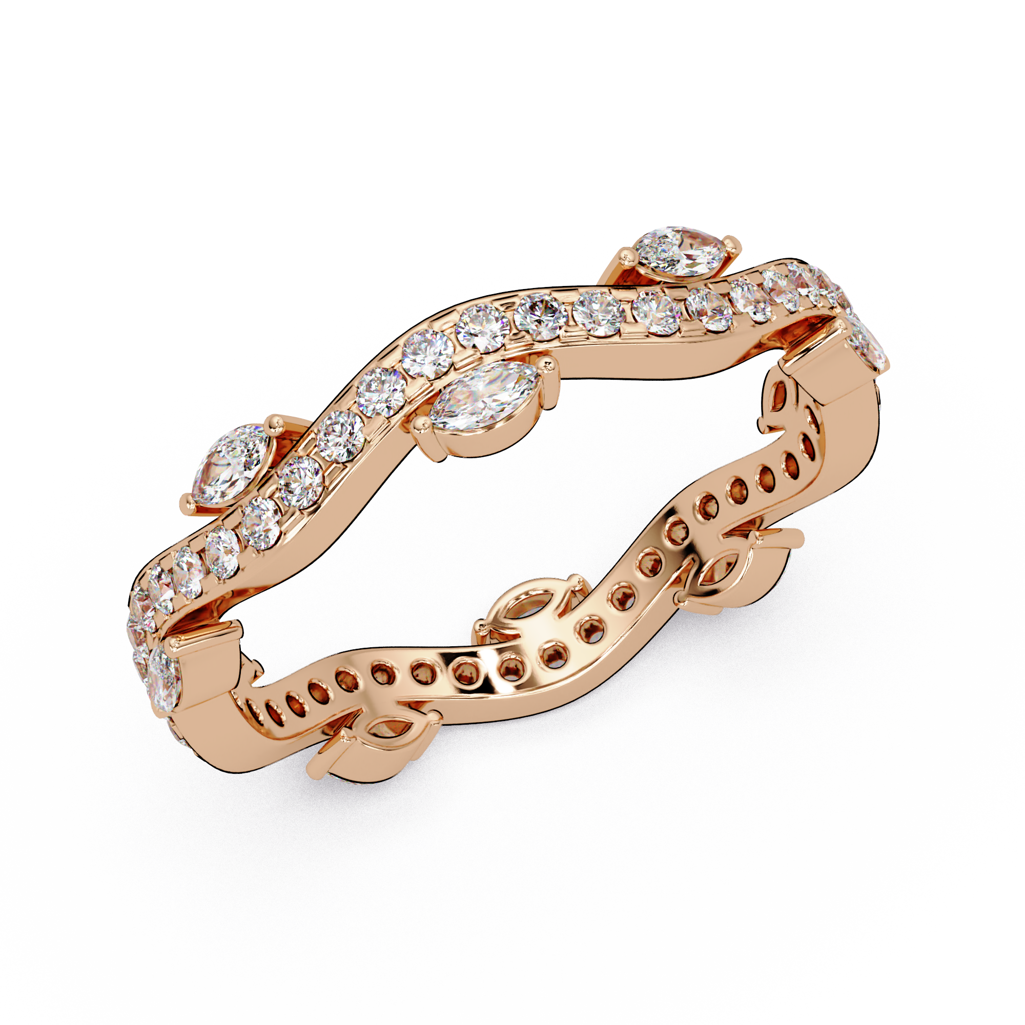 Marquise and Round Cut Diamond Vine Ladies Ring