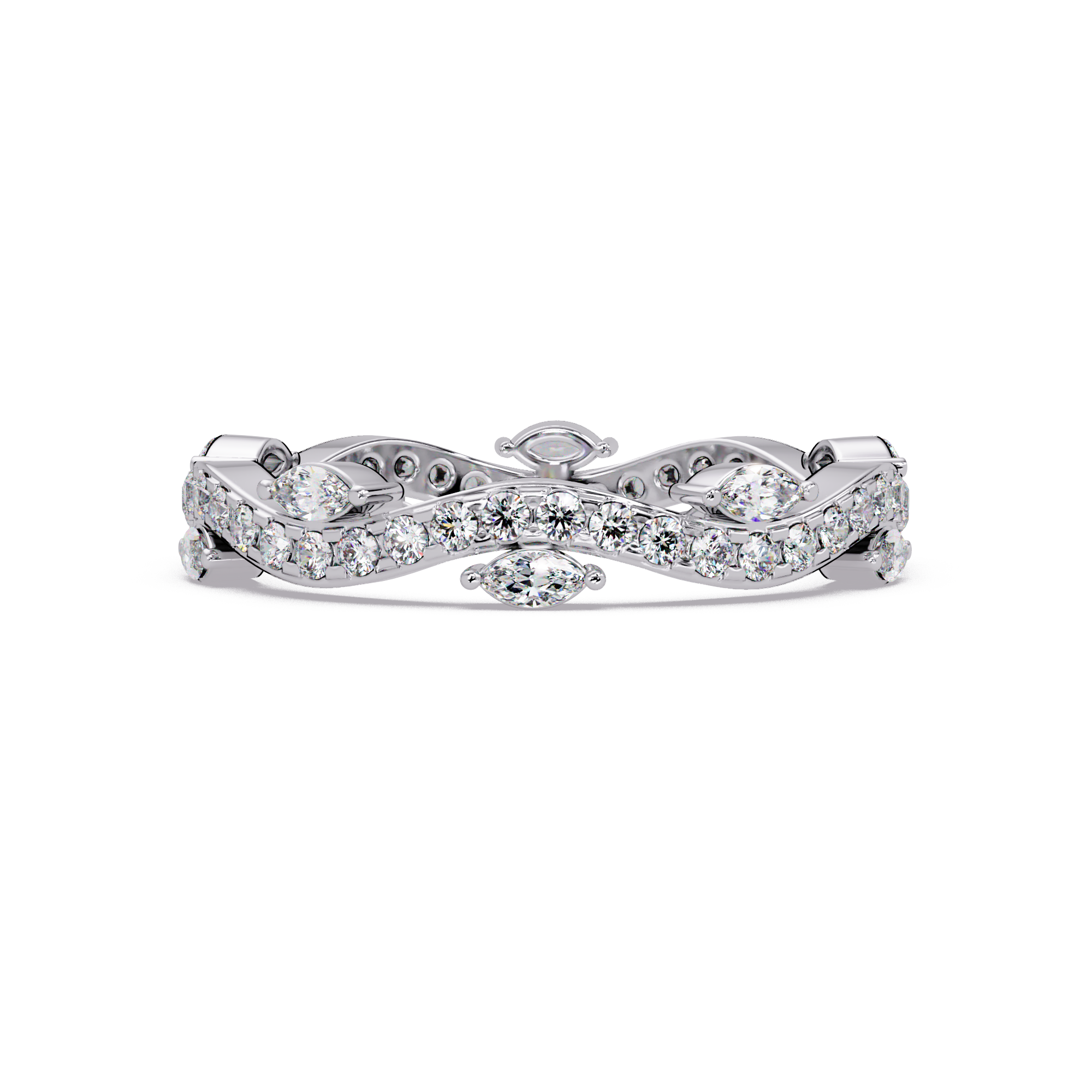 Marquise and Round Cut Diamond Vine Ladies Ring