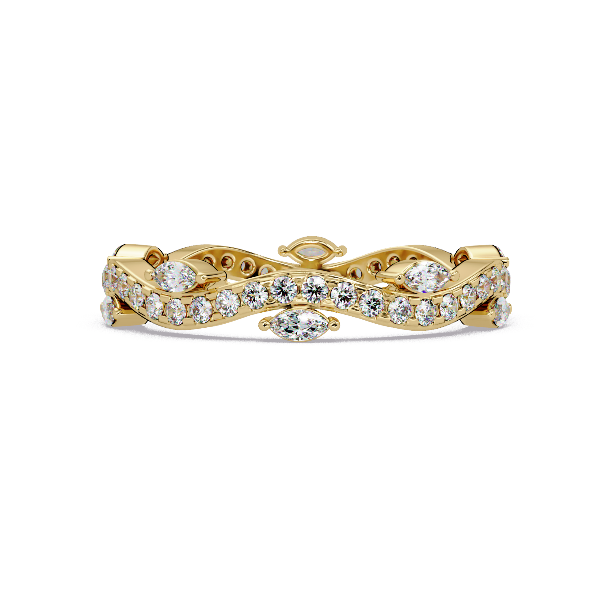 Marquise and Round Cut Diamond Vine Ladies Ring