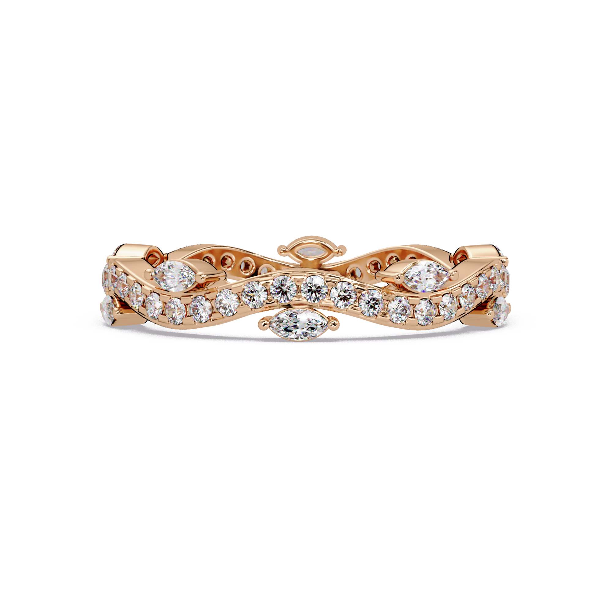 Marquise and Round Cut Diamond Vine Ladies Ring