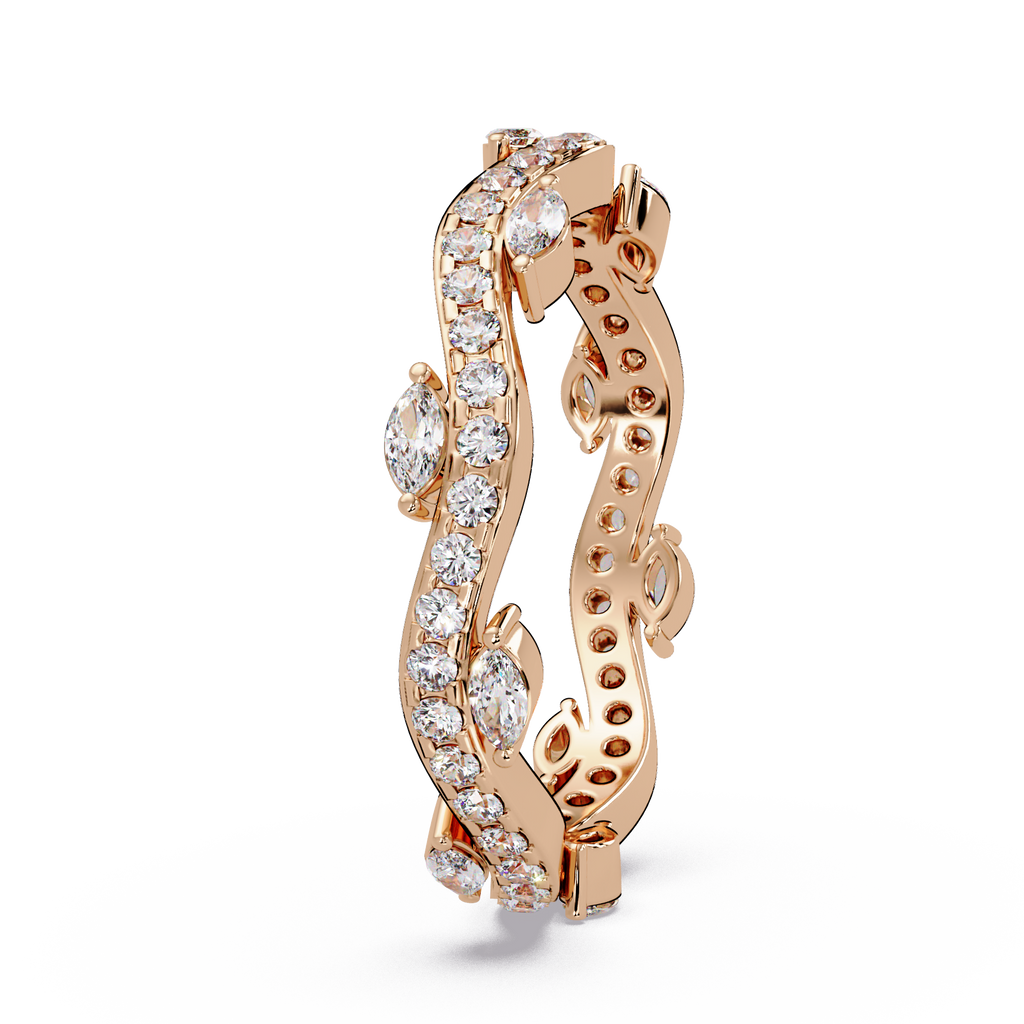 Marquise and Round Cut Diamond Vine Ladies Ring