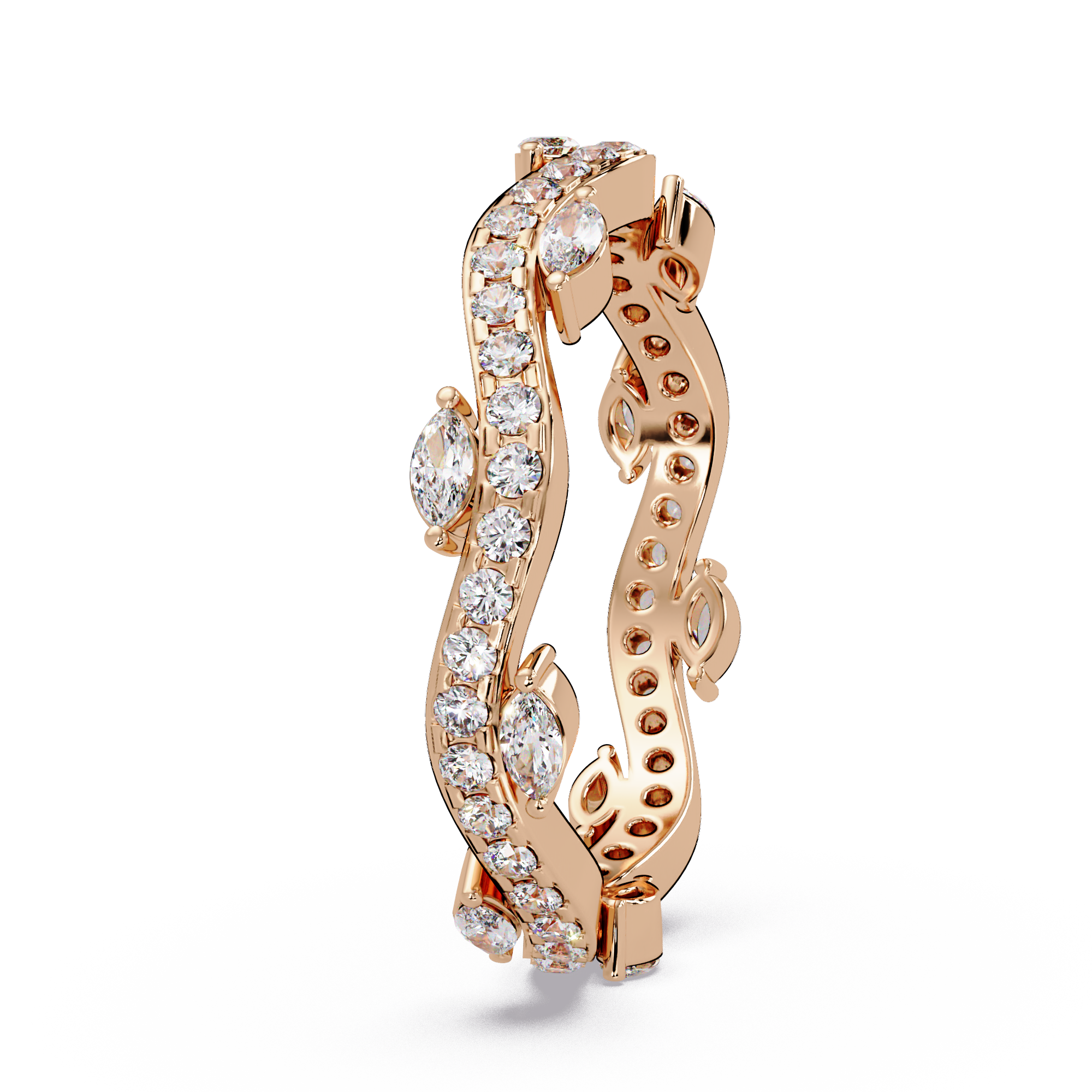 Marquise and Round Cut Diamond Vine Ladies Ring