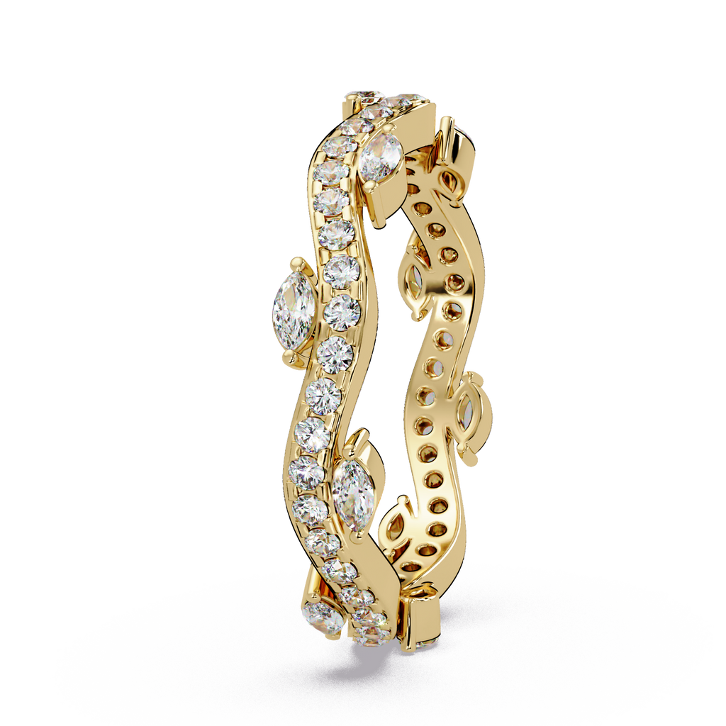 Marquise and Round Cut Diamond Vine Ladies Ring