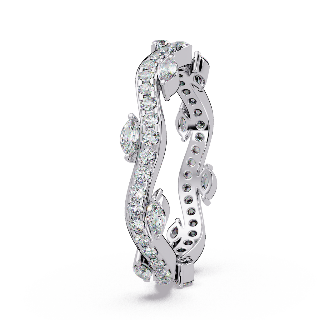Marquise and Round Cut Diamond Vine Ladies Ring