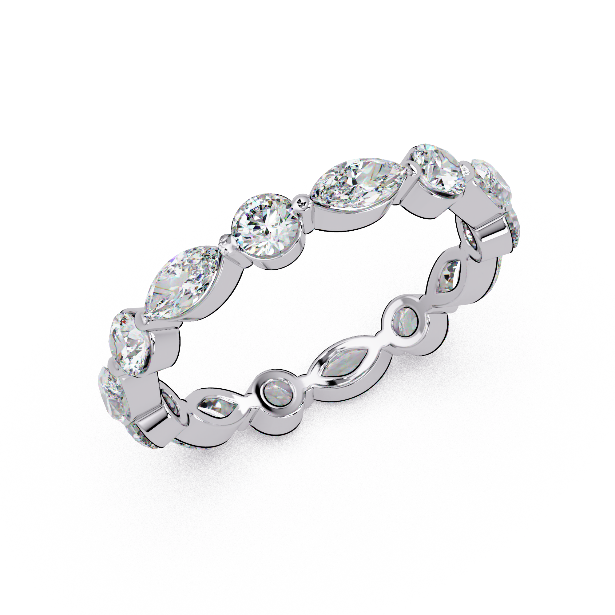 Marquise and Round Cut Diamond Eternity Ladies Ring