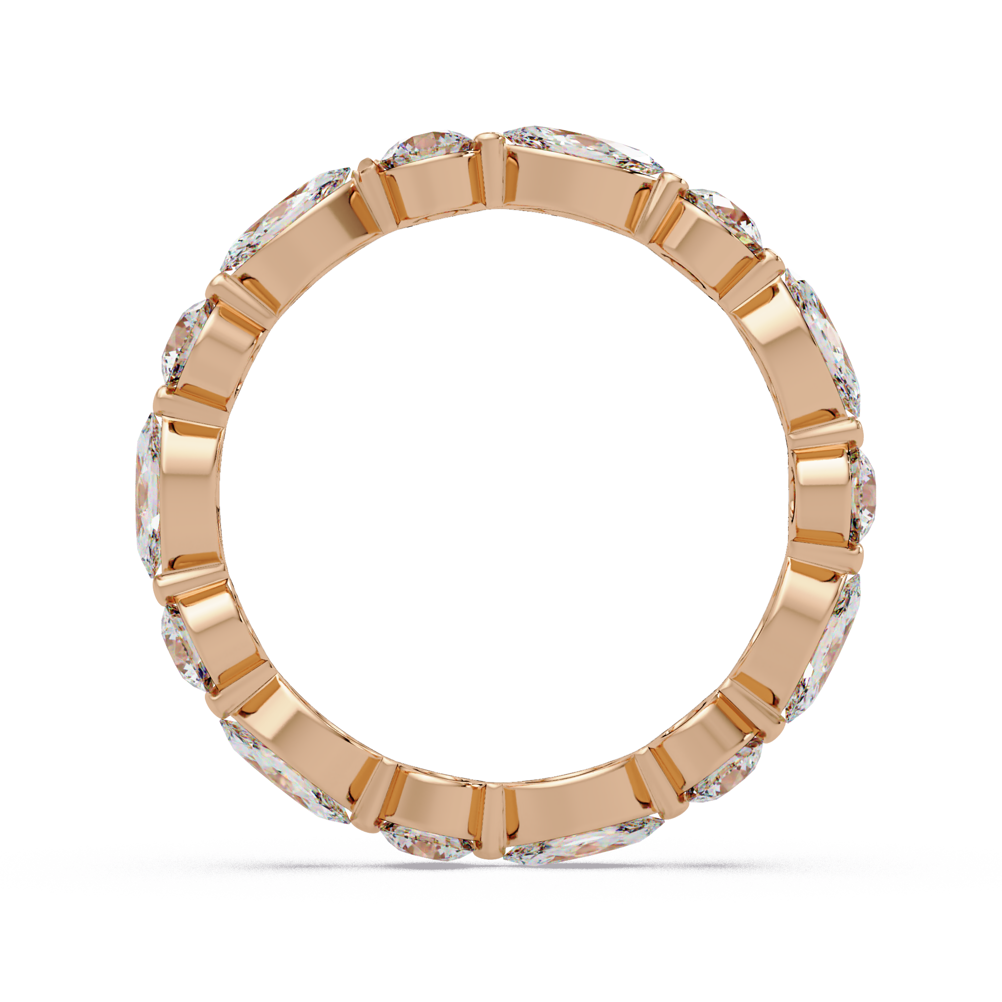 Marquise and Round Cut Diamond Eternity Ladies Ring