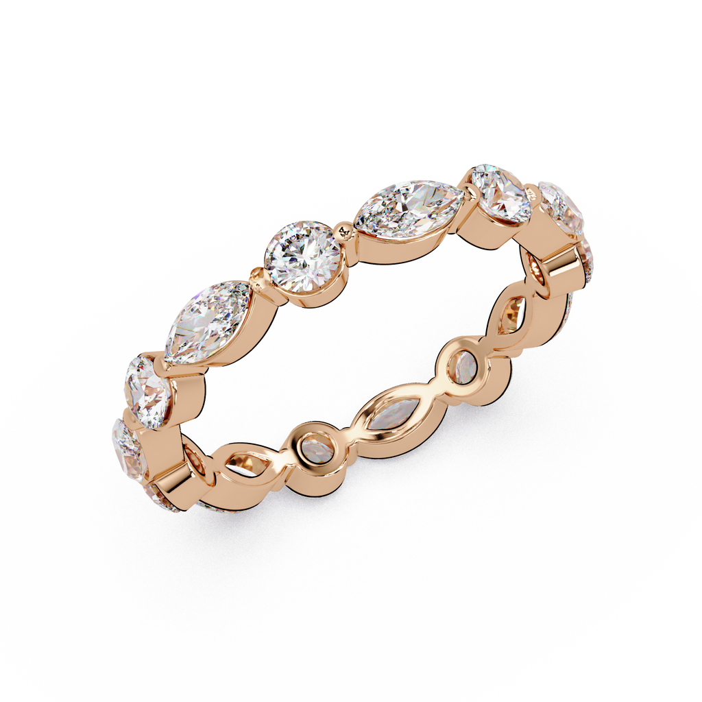 Marquise and Round Cut Diamond Eternity Ladies Ring