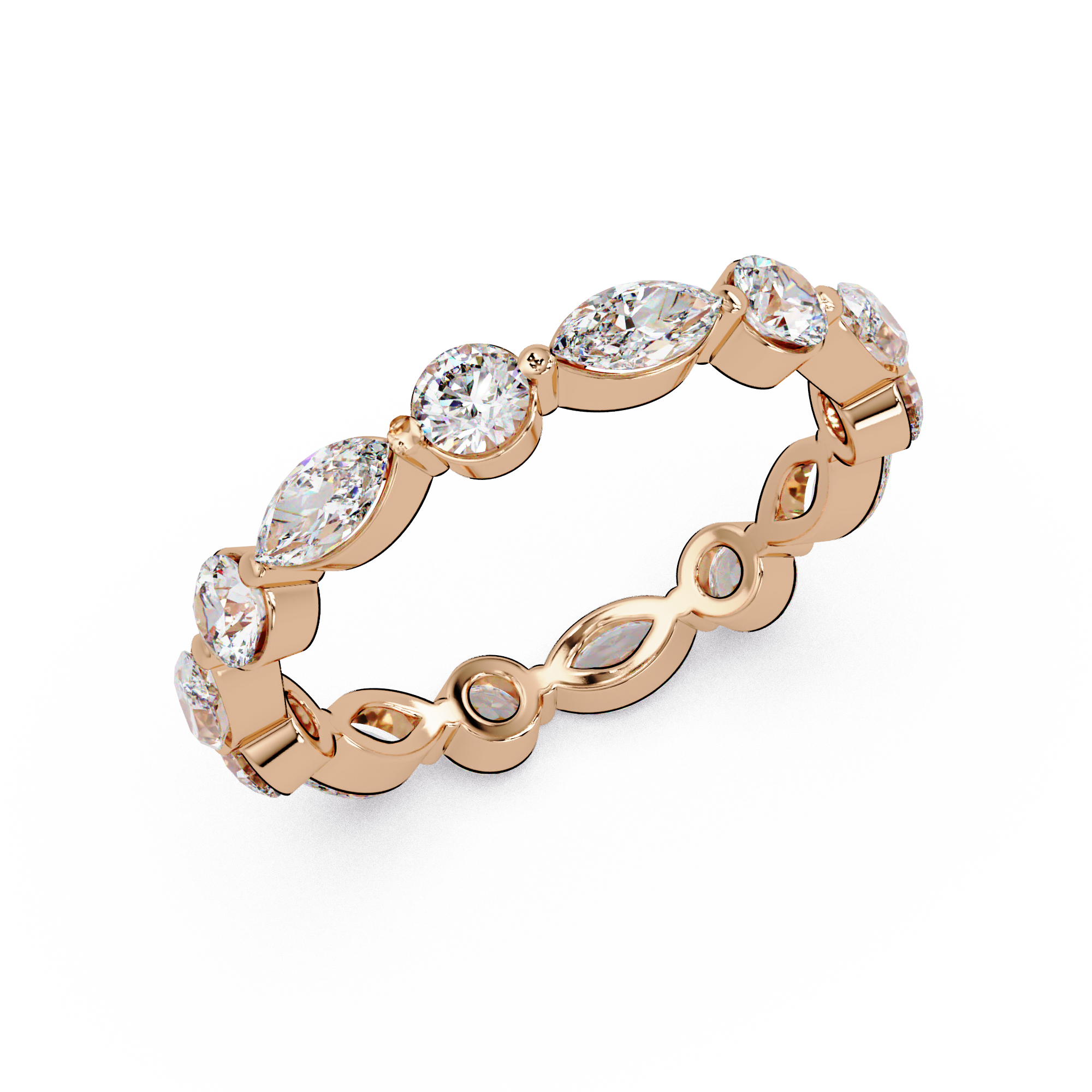 Marquise and Round Cut Diamond Eternity Ladies Ring