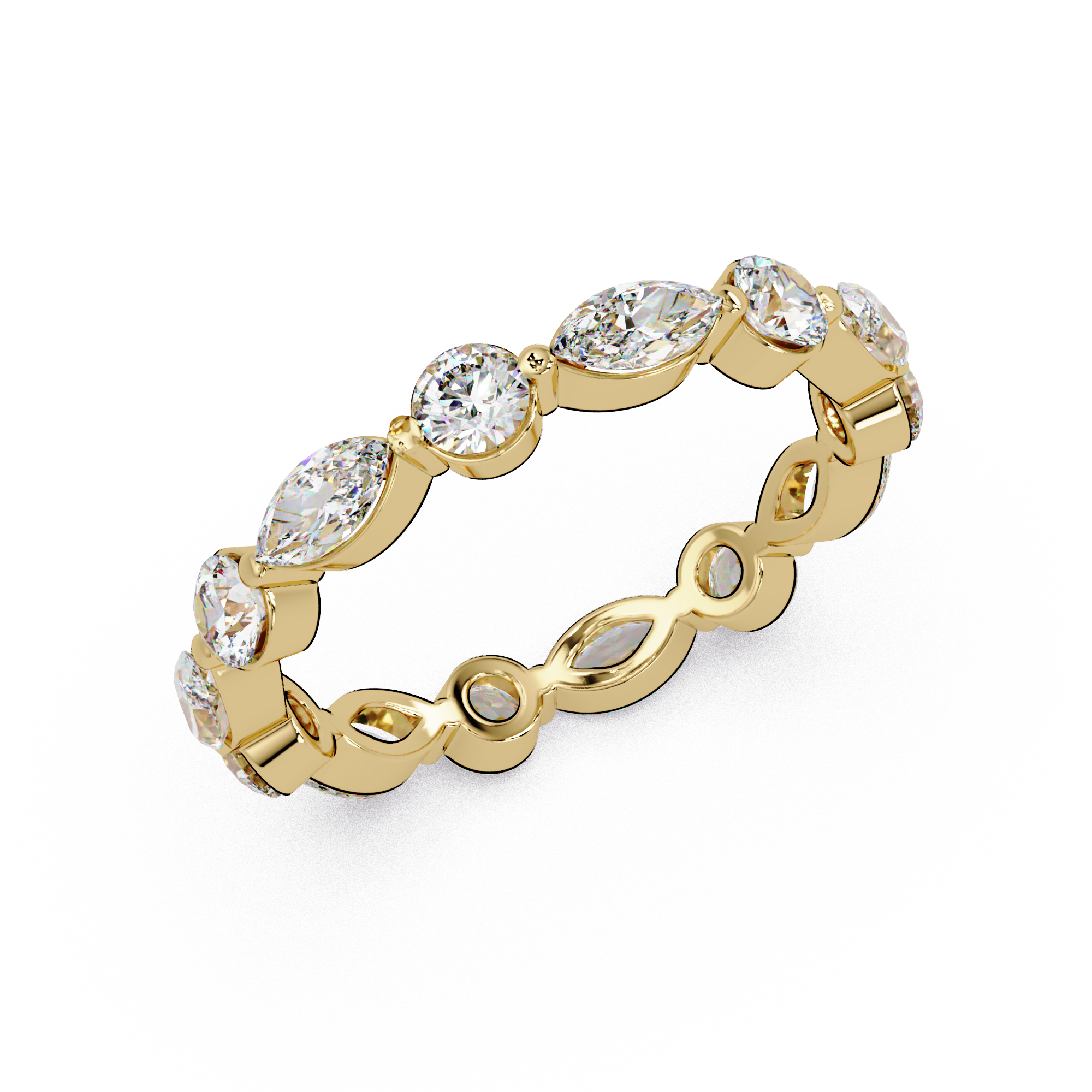 Marquise and Round Cut Diamond Eternity Ladies Ring