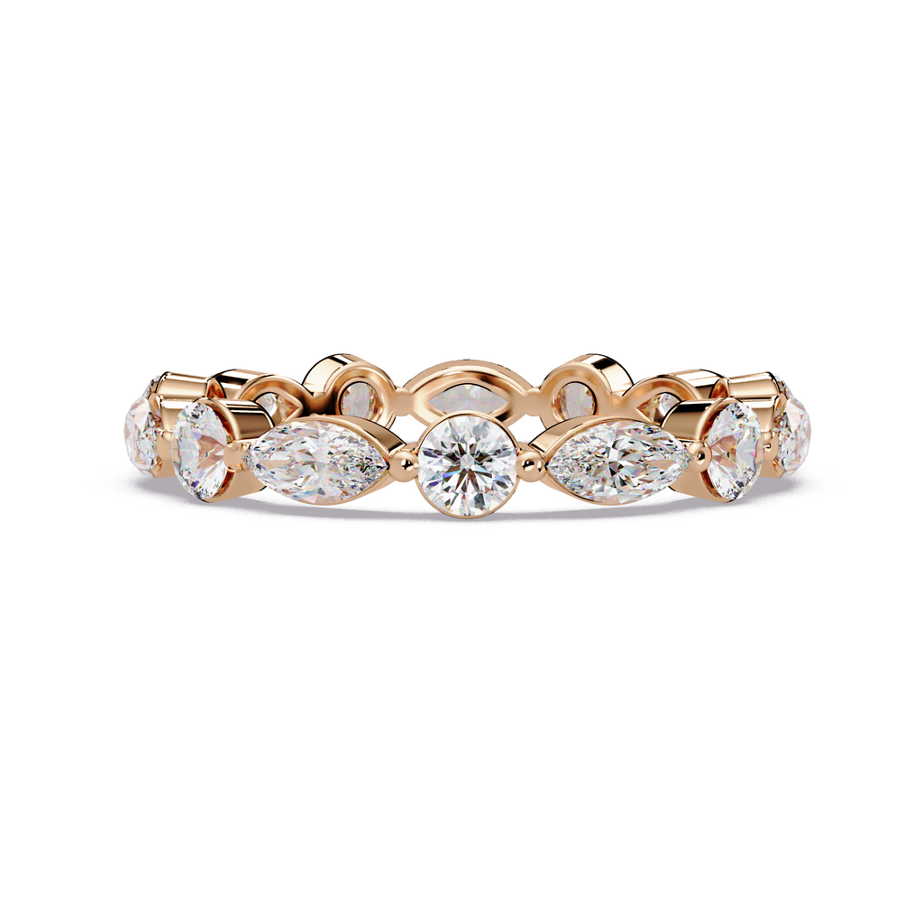 Marquise and Round Cut Diamond Eternity Ladies Ring