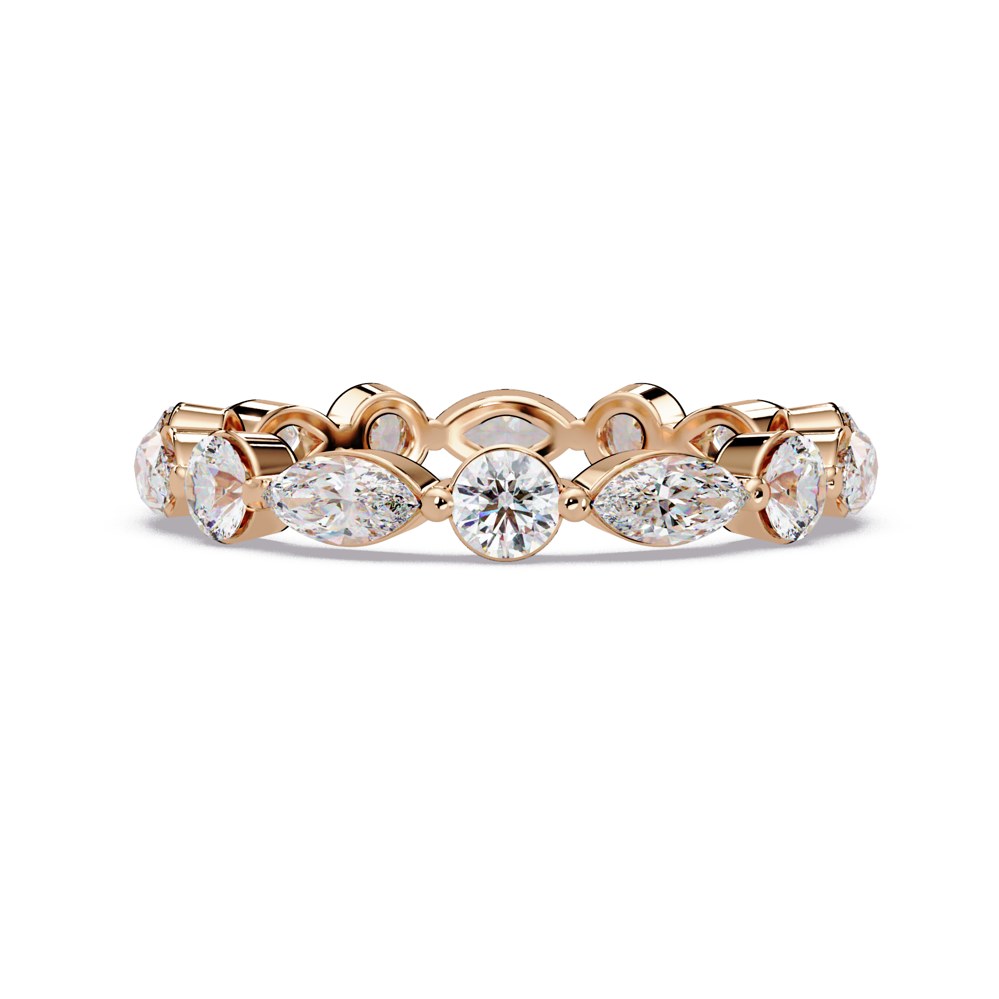 Marquise and Round Cut Diamond Eternity Ladies Ring