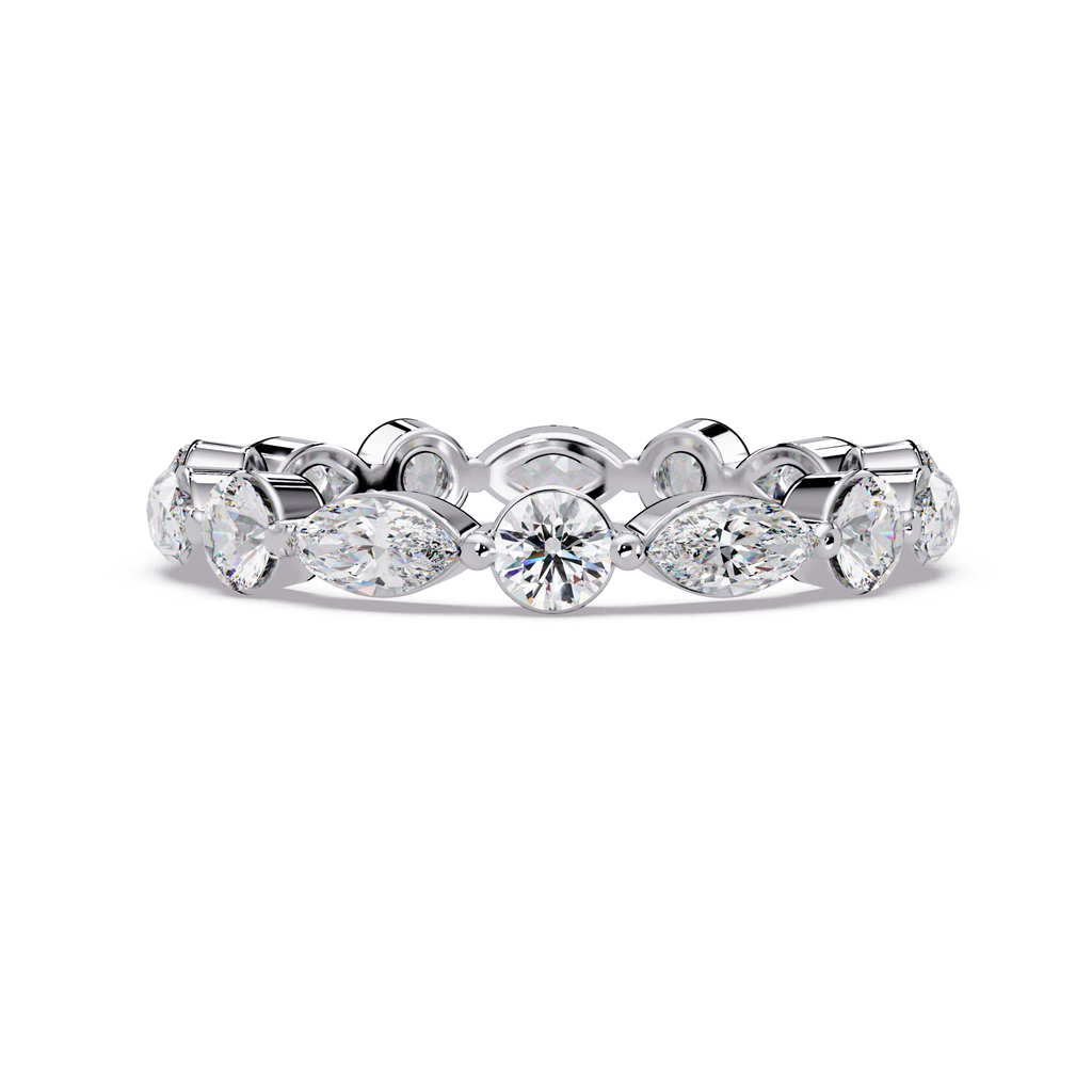 Marquise and Round Cut Diamond Eternity Ladies Ring