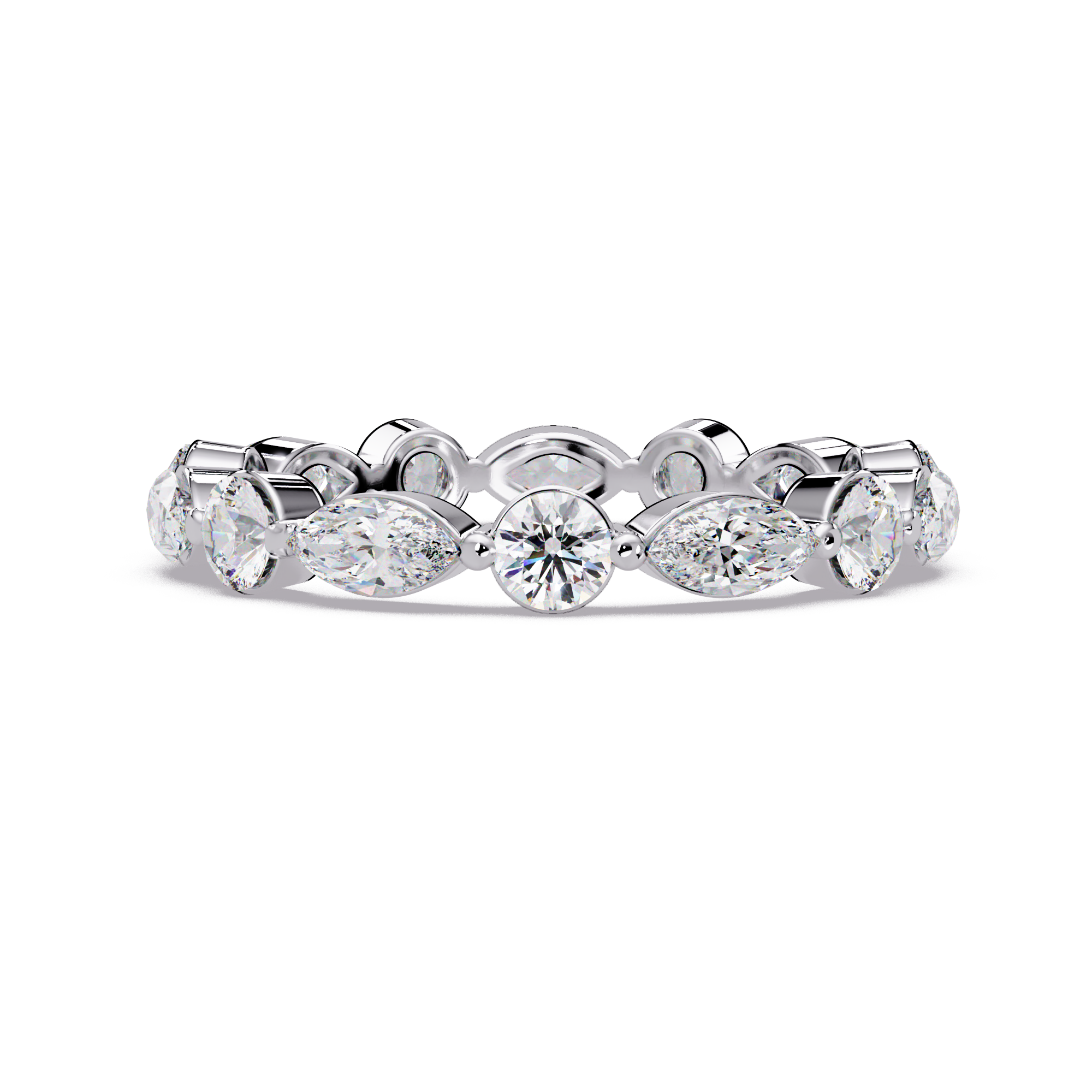Marquise and Round Cut Diamond Eternity Ladies Ring
