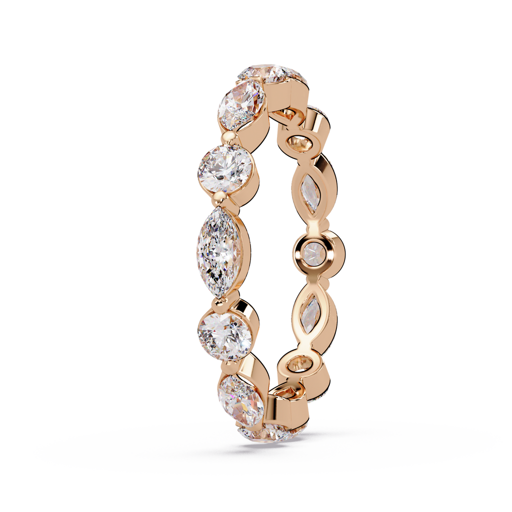 Marquise and Round Cut Diamond Eternity Ladies Ring