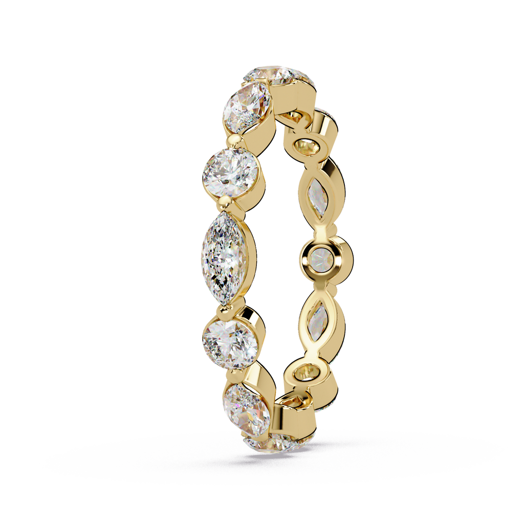 Marquise and Round Cut Diamond Eternity Ladies Ring