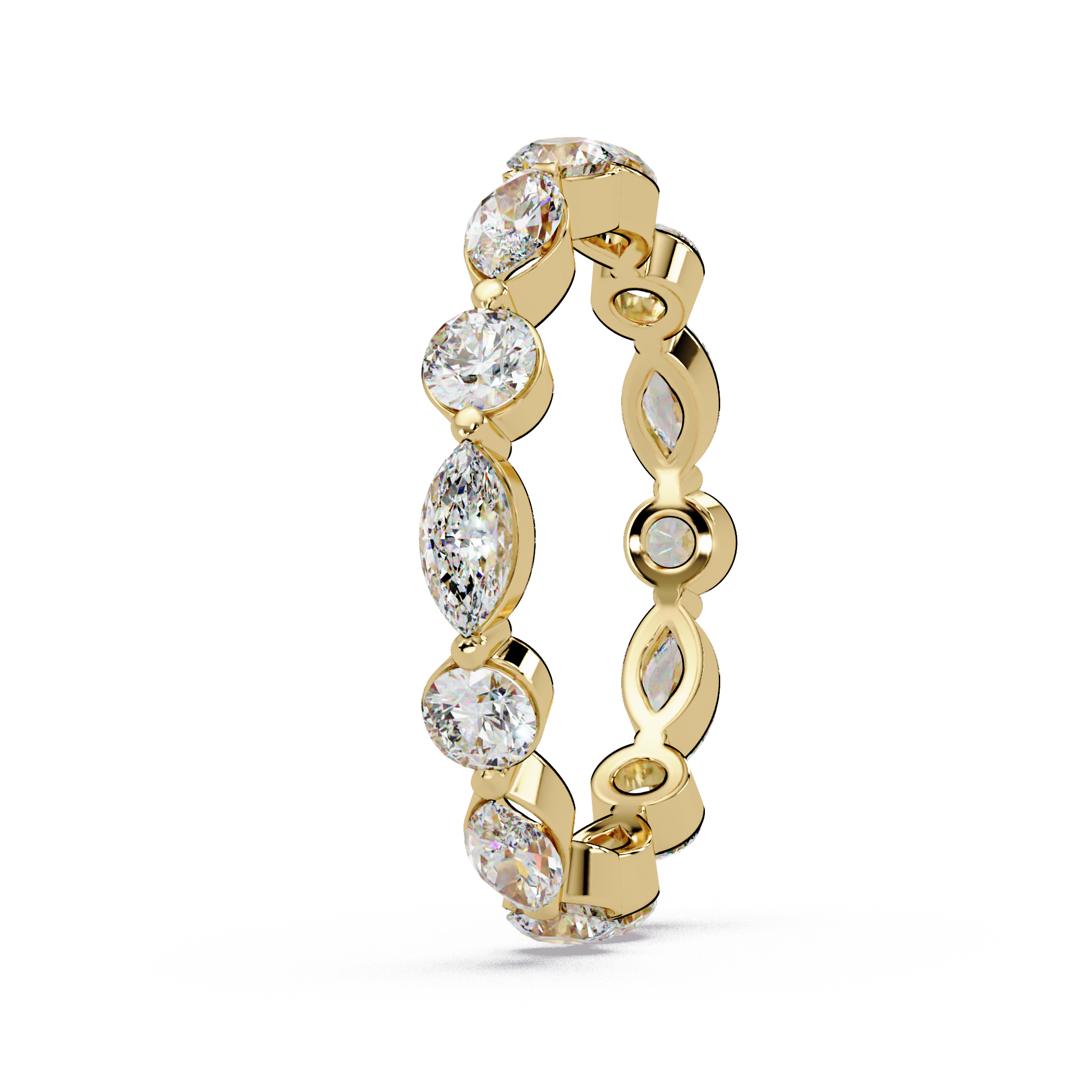 Marquise and Round Cut Diamond Eternity Ladies Ring