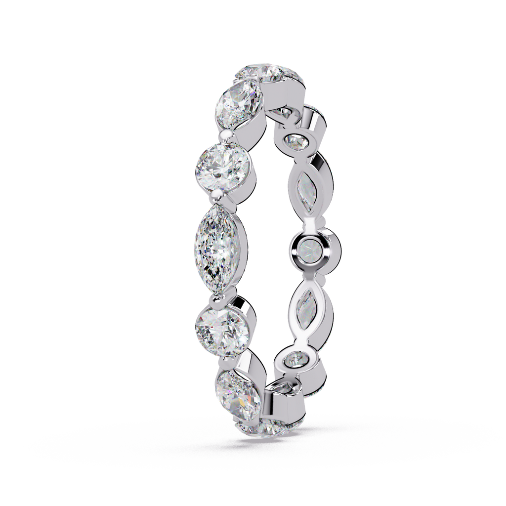 Marquise and Round Cut Diamond Eternity Ladies Ring
