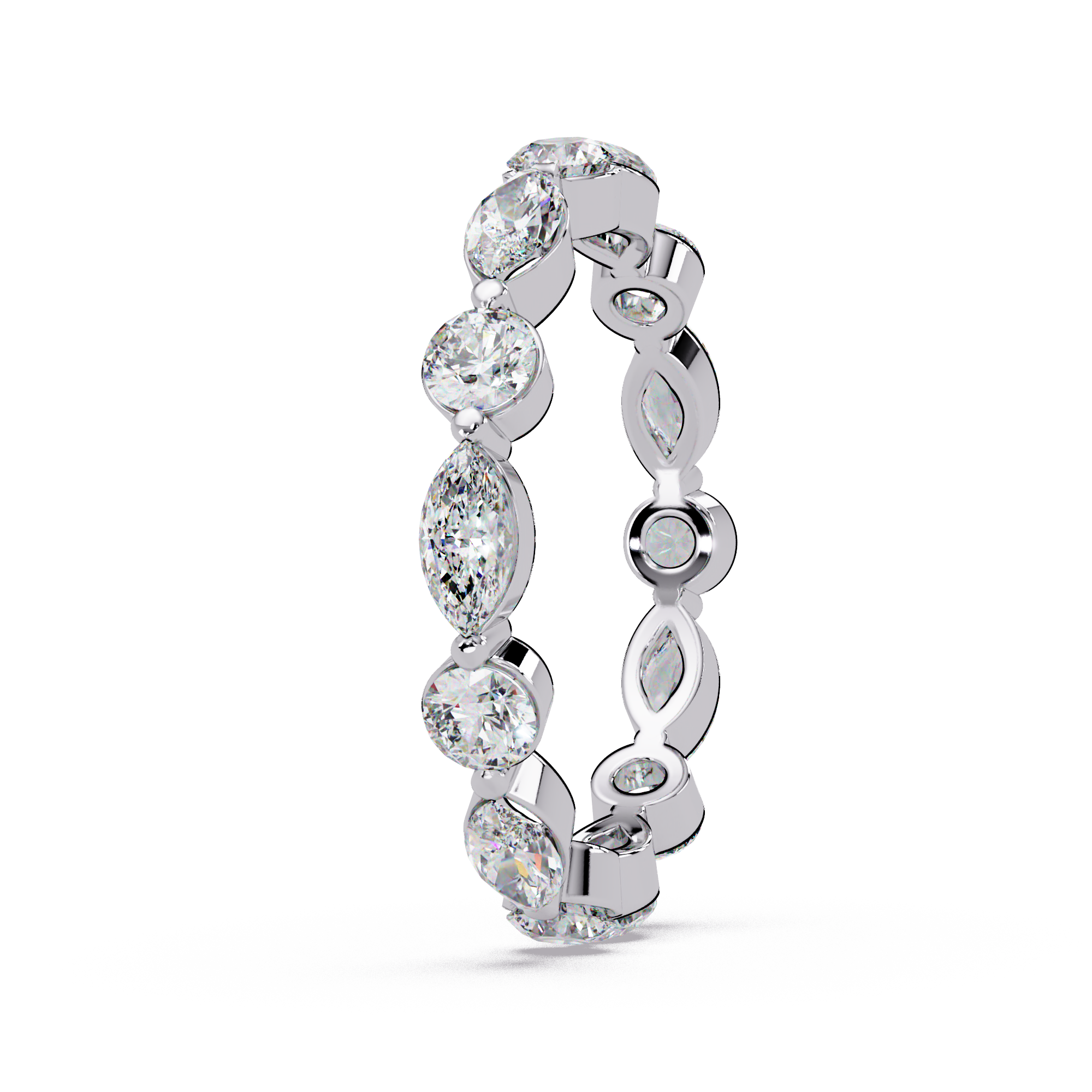 Marquise and Round Cut Diamond Eternity Ladies Ring