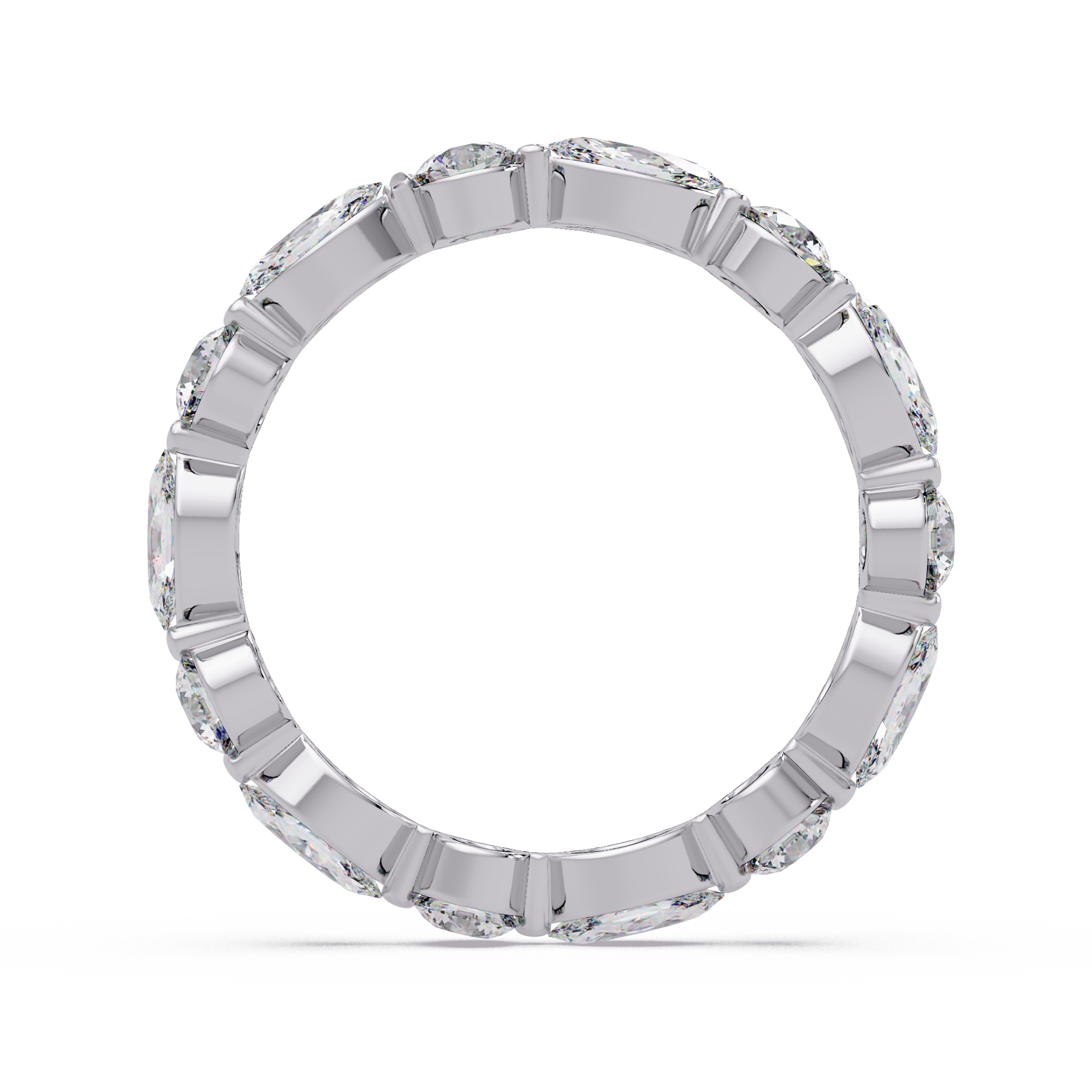 Marquise and Round Cut Diamond Eternity Ladies Ring