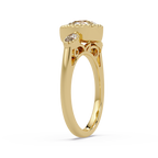 Pear and Marquise Cut Diamond Beaded Halo Ladies Ring