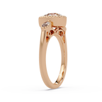 Pear and Marquise Cut Diamond Beaded Halo Ladies Ring