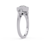 Pear and Marquise Cut Diamond Beaded Halo Ladies Ring