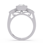 Pear and Marquise Cut Diamond Beaded Halo Ladies Ring