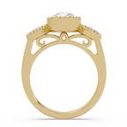 Pear and Marquise Cut Diamond Beaded Halo Ladies Ring