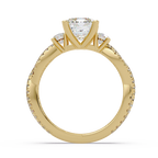 Emerald Cut Diamond Three Stone Twisted Pave Ladies Ring