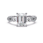 Emerald Cut Diamond Three Stone Twisted Pave Ladies Ring