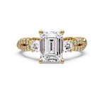 Emerald Cut Diamond Three Stone Twisted Pave Ladies Ring
