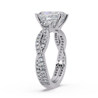 Emerald Cut Diamond Three Stone Twisted Pave Ladies Ring