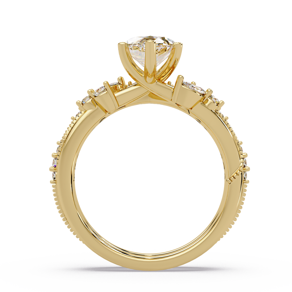 Marquise & Round Cut Diamond Band Ring
