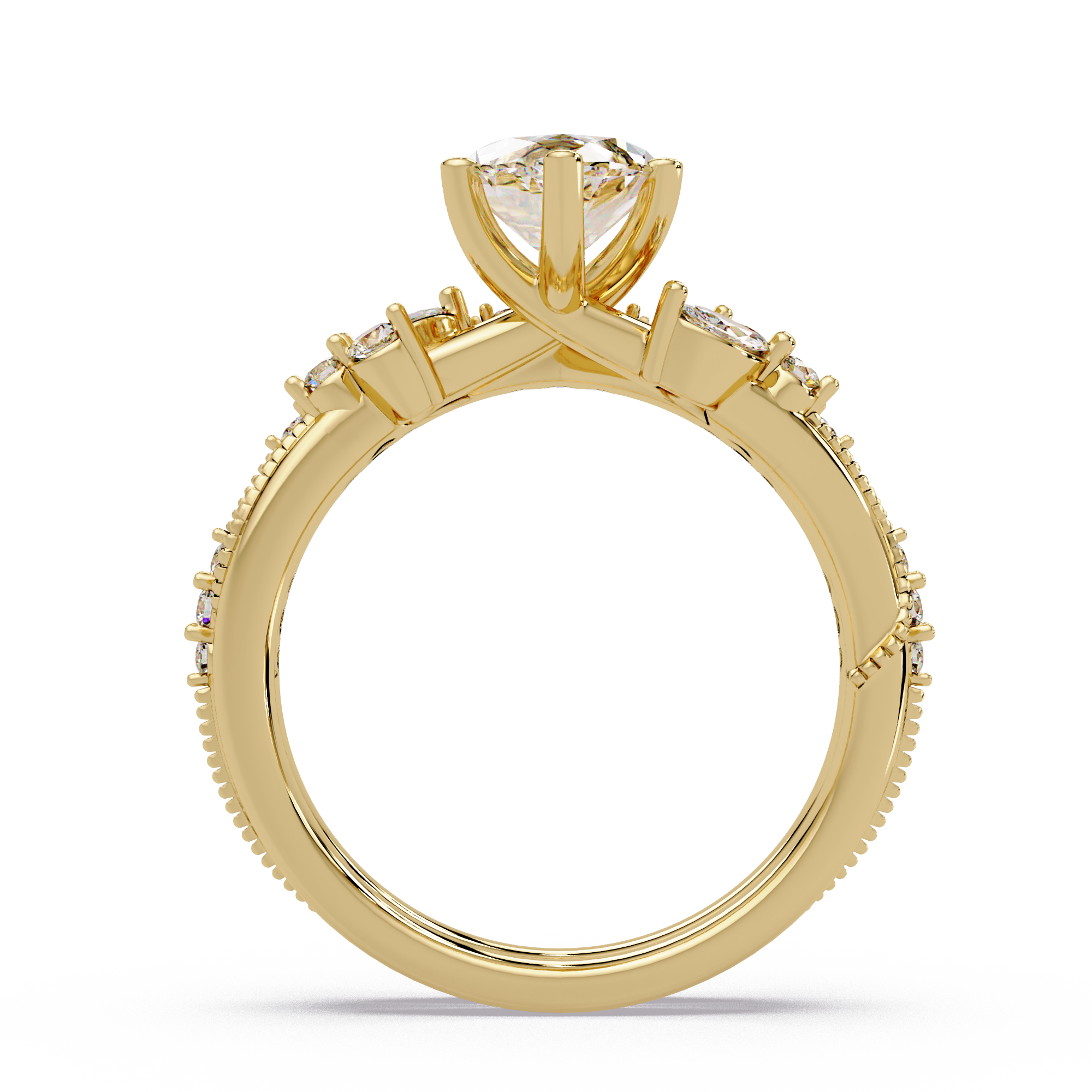 Marquise & Round Cut Diamond Band Ring